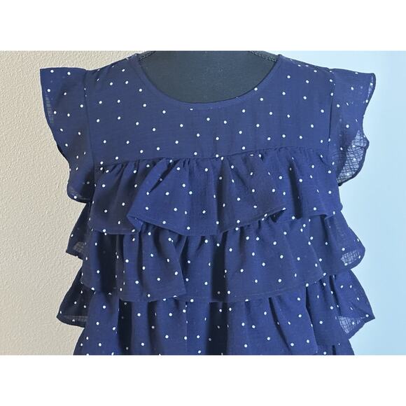 Women's Sleeveless Polka Dot Ruffle Top Summer Polka Dot Top Size Small - Picture 5 of 16
